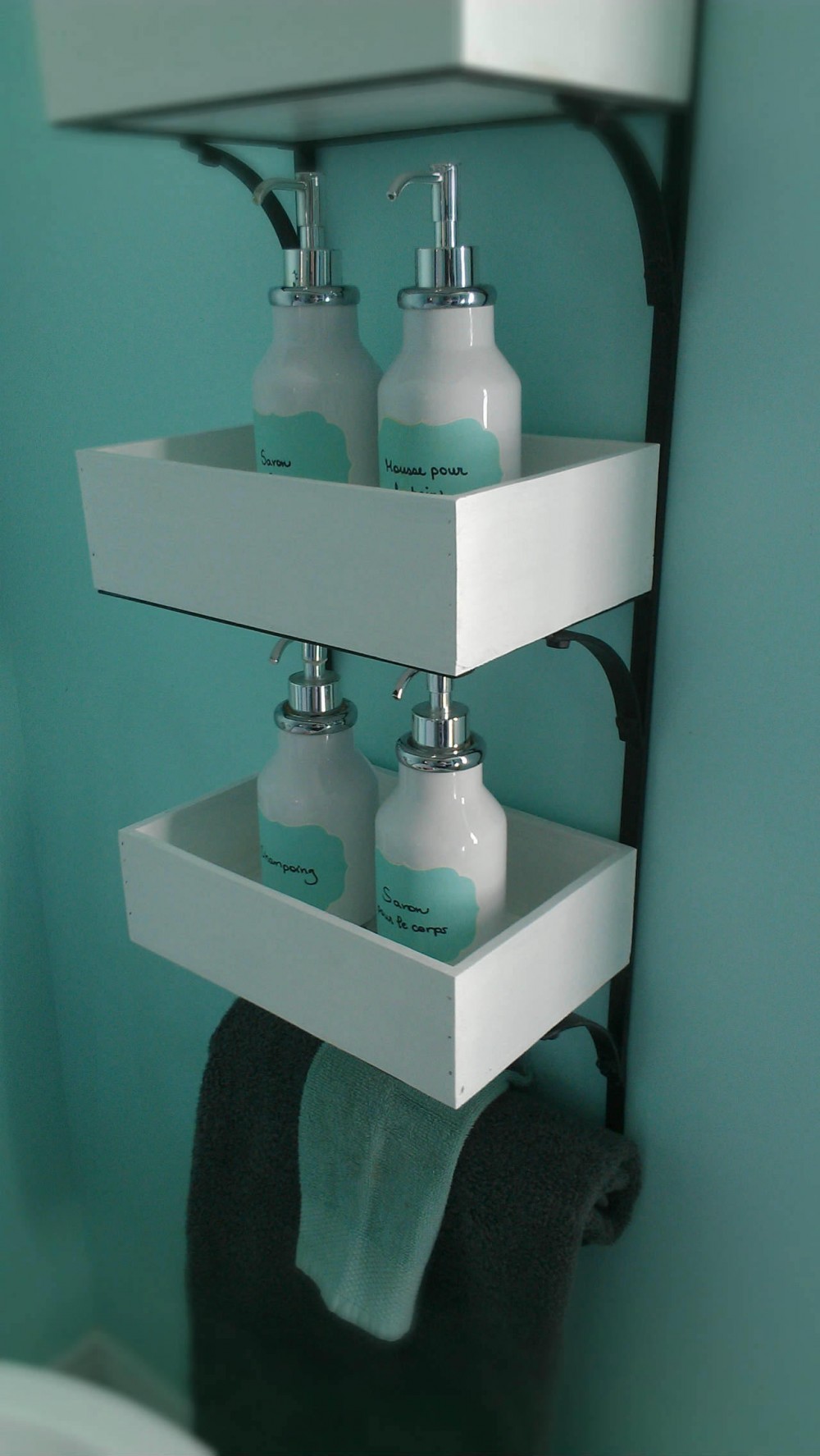 rangement bouteilles savon