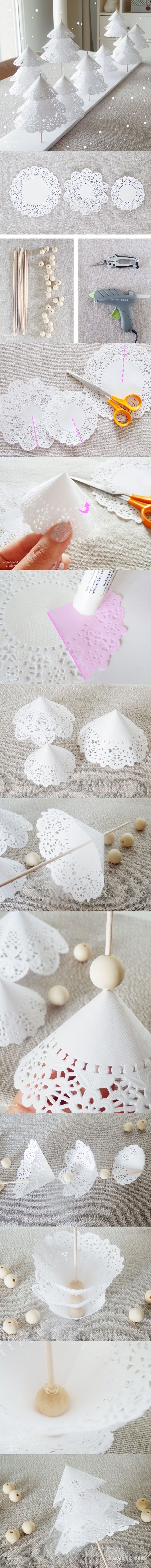 bricolage sapins dentelle